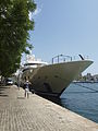 The boat A Hamilton seen in Barcelona