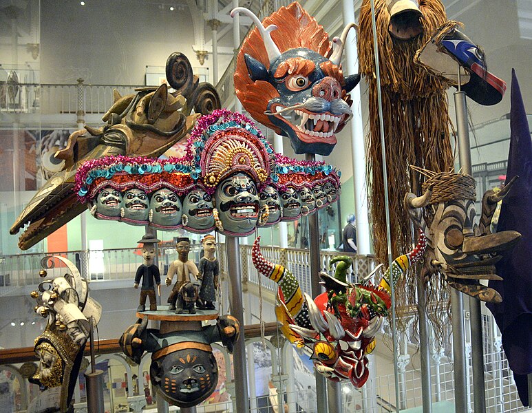 File:A collection of different masks from different countries. National Museum of Scotland, Edinburgh.jpg