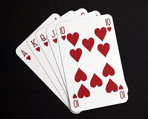 A studio image of a hand of playing cards. MOD 45148377