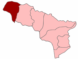 Location of Gagra District in Abkhazia (de facto bordering)