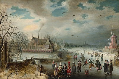 Adam van Breen, Skating on the Frozen Amstel River, 1611, National Gallery of Art