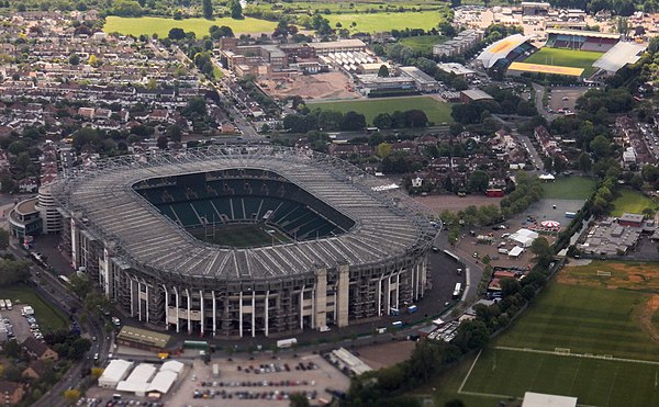 Twickenham Stadium (bottom left) and The Twickenham Stoop (top right)