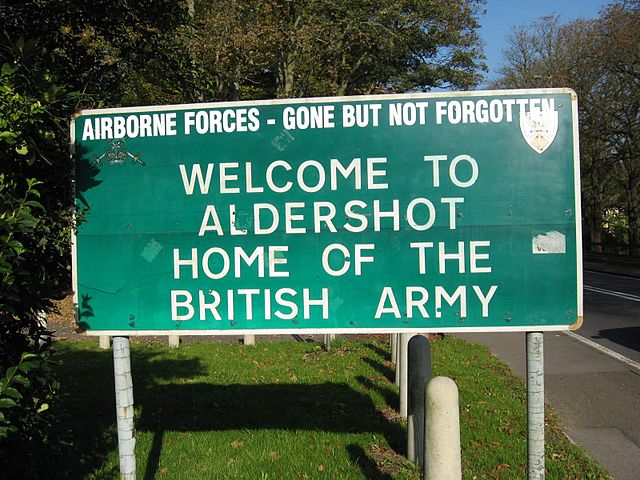 Sign for Aldershot Military Town