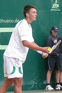 Andreas Beck from Germany won the singles twice, in 2006 and 2008 AndreasBeck GerryWeberOpen2008.jpg