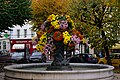 La Fontaine, fleurie à l'occasion de la Toussaint 2010, place Francis-Louvel, Angoulême, Charente, France.