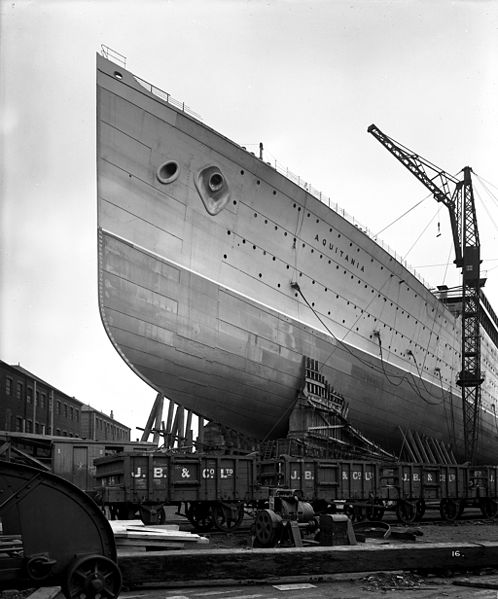 Aquitania shortly before her launch.