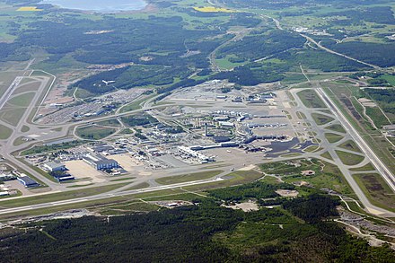 Overview of Stockholm Arlanda Airport from north.