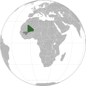 Azawad în verde, cu restul Maliului în gri închis