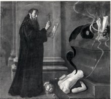 St. Benedict destroying a pagan idol, by Juan Rizi (1600-1681) BMVB - Juan Andres Ricci - Sant Benet destruint els idols - 8610.tif