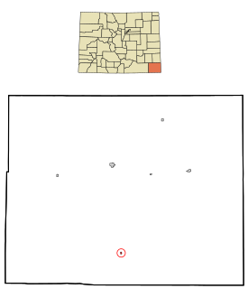 Baca County Colorado Incorporated and Unincorporated areas Campo Highlighted.svg