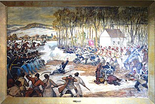 Battle of Gdow Painting by Mieczyslaw Watorski in Gdow Town Hall. Battle of Gdow Painting.jpg