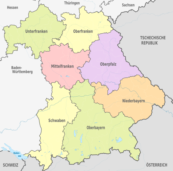 File:Bavaria, administrative divisions (government districts only) - de - colored.svg