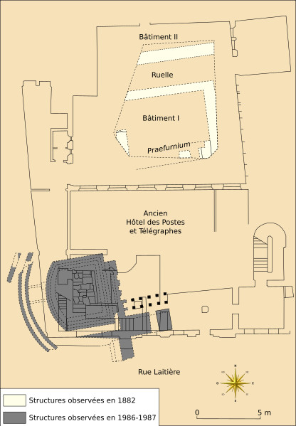 File:Bayeux - Plan des thermes gallo-romains de la rue Laitière (fouilles archéologiques 1882 et 1985-1986).svg