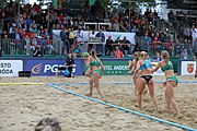 Deutsch: Beachhandball Europameisterschaften 2019 (Beach handball Euro); Tag 6: 7. Juli 2019 – Frauenfinale, Dänemark-Ungarn 2:0 (18:12, 23:22) English: Beach handball Euro; Day 6: 7 July 2019 – Women's Final – Denmark-Hungary 2:0 (18:12, 23:22)