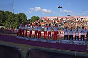 Deutsch: Beachhandball bei den Olympischen Jugendspielen 2018 in Buenos Aires; Tag 7, 13. Oktober 2018; Medaillenzeremonie Jungs - Gold: Spanien, Silber: Portugal, Bronze: Argentinien English: Beach handball at the 2018 Summer Youth Olympics in Buenos Aires at 13 October 2018 – Medal Ceremony Boys - Gold: Spain, Silver: Portugal, Bronze: Argentina Español: Handball de playa en los Juegos Olimpicos de la Juventud Buenos Aires 2018 en 13 de octubre de 2018 – Medalla Ceremonia para niños - Oro: España, Plata: Portugal, Bronce: Argentina