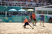 Deutsch: Beachvolleyball bei den Olympischen Jugendspielen 2018; Tag 11, 17. Oktober 2018; Jungen,Finale – Niederlande (Matthew Immers/Yorick de Groot)-Schweden (David Åhman/Jonatan Hellvig) 0:2 (20–22/15–21) English: Beach volleyball at the 2018 Summer Youth Olympics at 17 October 2018 – Final – Netherlands (Matthew Immers/Yorick de Groot)-Sweden (David Åhman/Jonatan Hellvig) 0:2 (20–22/15–21)