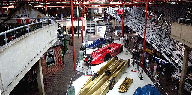 National Motor Museum, Beaulieu, main hall in the 1990s.