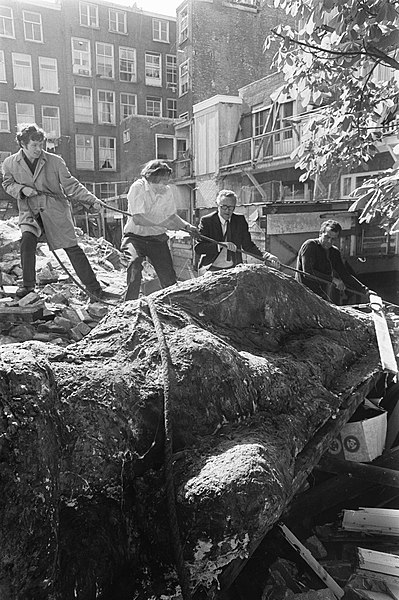 File:Beeldhouwer Miletic verhuist beeld uit Wijttenbachstraat, Amsterdam naar nieuw a, Bestanddeelnr 922-4204.jpg