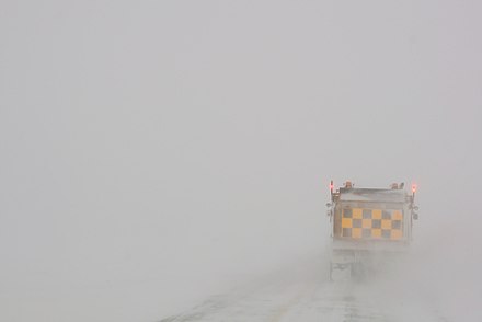 View from behind the wheel in Saskatchewan in the winter