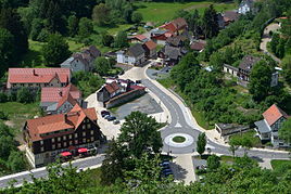 Blick vom Aussichtspunkt „Weißer Hirsch“ auf Treseburg