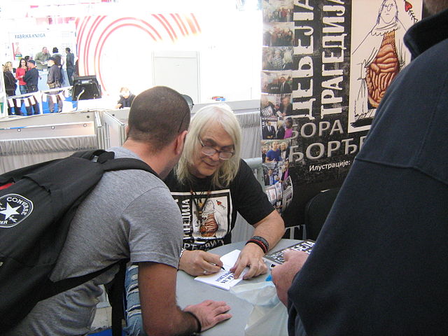 Đorđević signing his books at the Belgrade Book Fair
