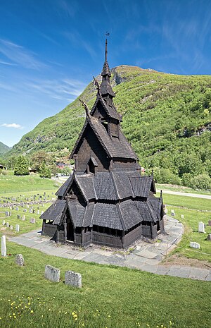 SBorgund Stave Church in Lærdalen in Lærdal municipality, Sogn og Fjordane, Norway in 2013 June.