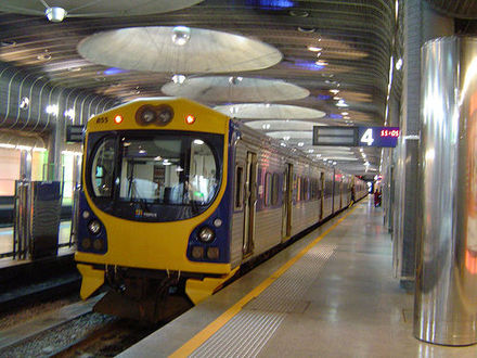 A train at the underground platforms at Britomart station
