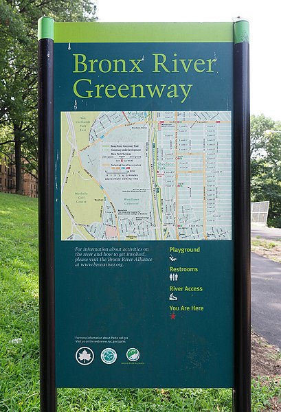 File:Bronx River Geenway sign, back.jpg