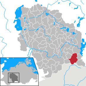 Lage von Buchberg (Mecklenburg) im Landkreis Parchim