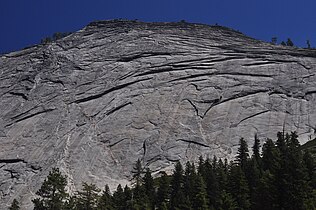 Westward facing Bunnell Point Cliff from Little Yosemite Valley