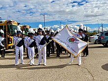 The largest marching band in the state of Arizona, The Falcon Marching Band, performs at the Tucson VA Hospital. CFHS Marching Band performs at the Tucson VA Hospital.jpg