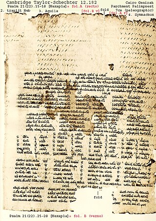 <span class="mw-page-title-main">Taylor-Schechter 12.182</span> 7th-century manuscript of Origens Hexapla