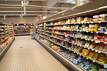 The number of choices in a typical grocery store aisle Carrefour Market Voisins-le-Bretonneux 2012 09.jpg