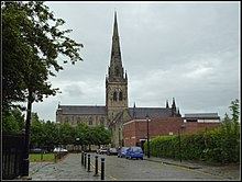 Outside the Cathedral Cathedral Church of Saint John the Evangelist, Salford (7329039594).jpg