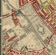 Charles Booth 1889 map - detail showing Lillie Bridge