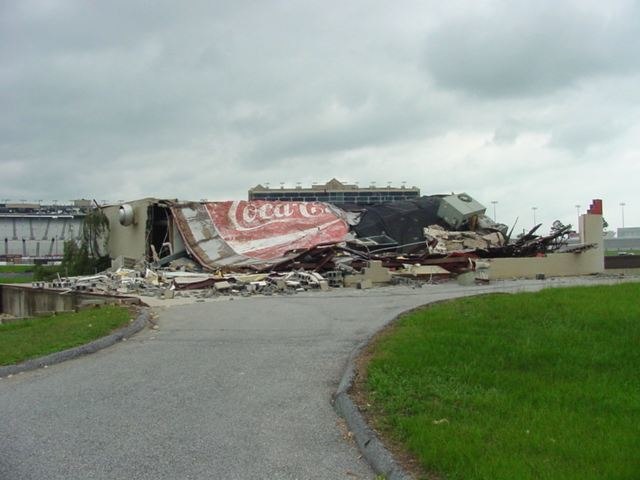 Tornado damage to the facility caused by Hurricane Cindy in 2005.