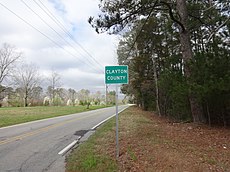 Clayton County border, Lower Woolsey Rd.JPG