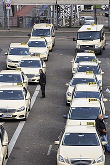 Taxis waiting for customers in Cologne, Germany Cologne Germany Taxi-waiting-at-Central Station-01.jpg