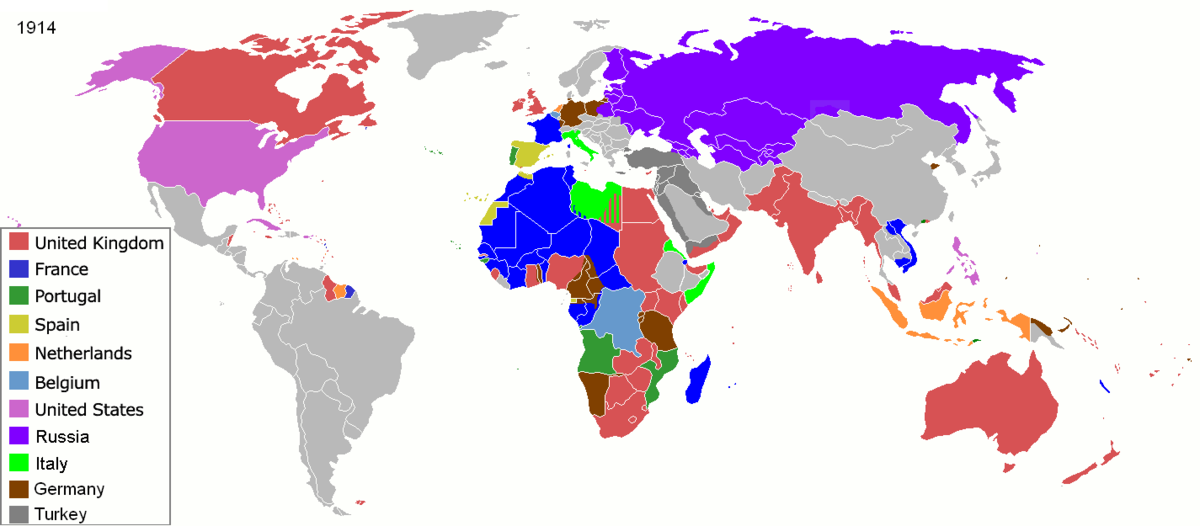 map of european colonialism in 1914