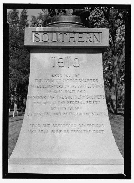 File:DETAIL OF INSCRIPTION ON CONFEDERATE SOLDIER MONUMENT, and-147;THE LOOKOUT.and-148; VIEW TO WEST. - Confederate Stockade Cemetery, Johnson's Island, Sandusky, Erie County, OH HALS OH-1-10.tif