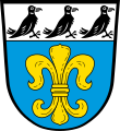 Gemeinde Wiesent Unter silbernem Schildhaupt, darin drei nach links gewendete schwarze Raben, in Blau eine goldene heraldische Lilie.