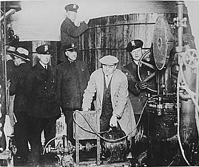 Detroit police in a clandestine brewery during the Prohibition era Detroit police prohibition.jpg