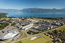 The campus of the Ecole polytechnique federale de Lausanne
(EPFL) and the University of Lausanne, at the shores of Lake Geneva. EPFL campus 2017.jpg