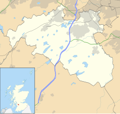 Mapa konturowa East Renfrewshire, u góry po prawej znajduje się punkt z opisem „Clarkston”