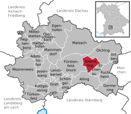 Läget för Emmering i Landkreis Fürstenfeldbruck