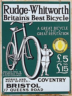 <span class="mw-page-title-main">Rudge-Whitworth</span> British bicycle, motorcycle and sports car manufacturer