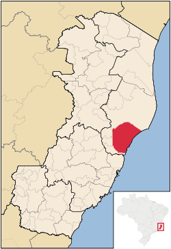 Localização de Aracruz no Espírito Santo