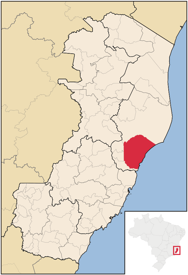 Localização de Aracruz no Espírito Santo