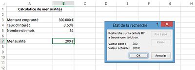 Exemple valeur cible après validation