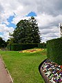 Floral tribute to those who fought in the Second World War in Dartford Central Park, Dartford.